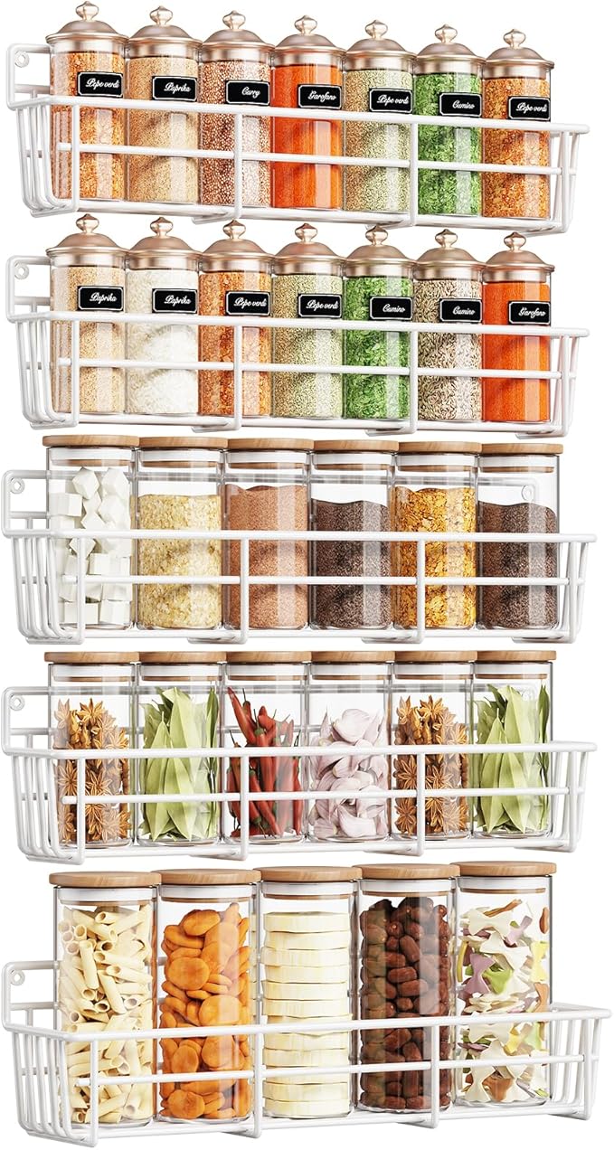Mystozer 5 Pack Spice Rack Seasoning Organizer Wall Mount, Kitchen Organization by Mystozer