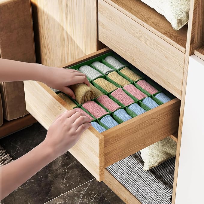 Joyoldelf Sock Drawer Organizer Divider 2 Packs Underwear Organizer, 24 Cell - Image 4