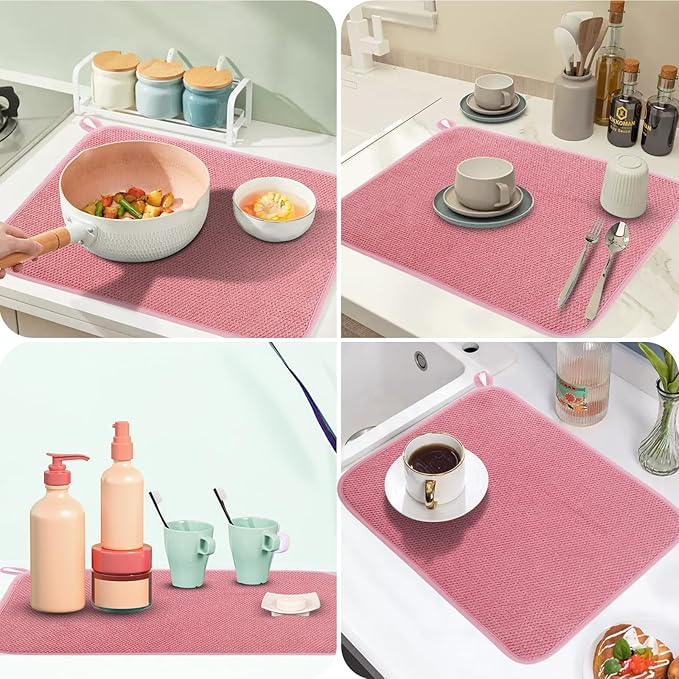 GeeRic Microfiber Dish Drying Mat, Super Absorbent Kitchen Dish Drying Pad - Image 4