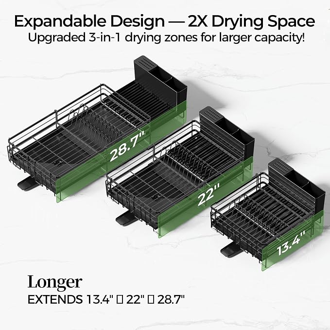 Large Dish Drying Rack, Expandable Dish Rack, Stainless Steel Dish Racks - Image 8