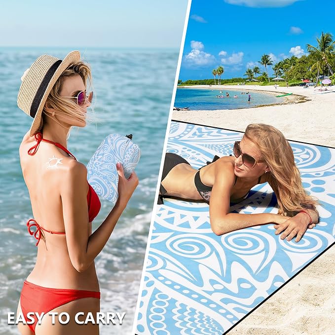 HIHOHO Beach Blanket Waterproof Sandproof Extra Large Beach Mat 79" X - Image 4