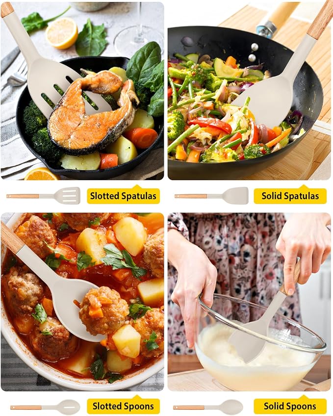 Pack of 4 Silicone Cooking Utensils Set, Non Stick Solid Spatulas and Heat - Image 5