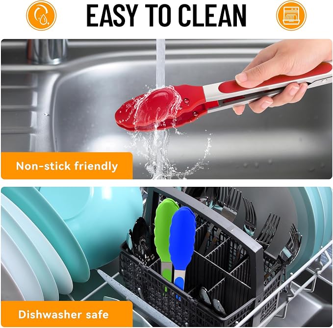 Hotec Silicone Kitchen Tongs for Cooking 9-Inch Serving Tongs - Image 7