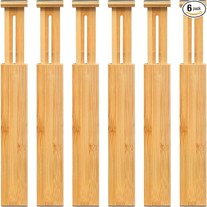 VaeFae Adjustable Bamboo Drawer Dividers, Expandable Drawer Organizer by VaeFaeDirect