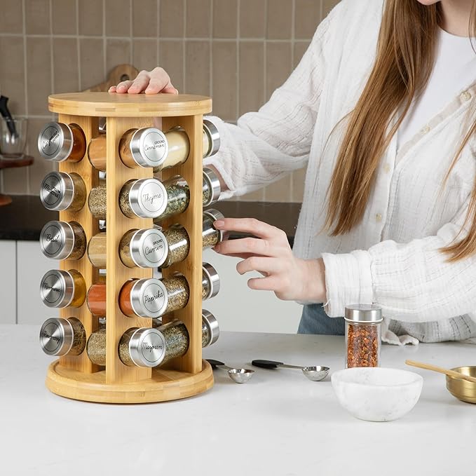Orii 20 Jar Rotating Bamboo Spice Rack - Image 6