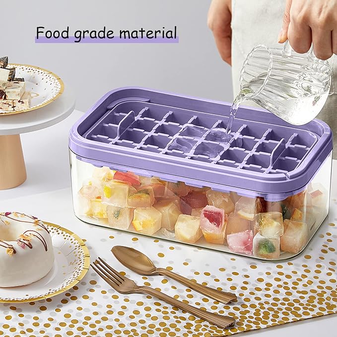 Ice Cube Tray with Lid and Bin for Freezer, 2 Pack - Image 5