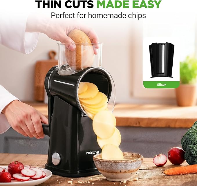 NutriChef 5 in 1 Cheese Grater & Shredder | 5 Different Blades - Image 6