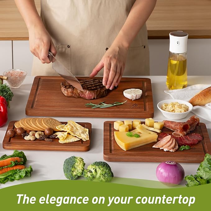 3 Packs Bamboo Cutting Board Set - Image 7