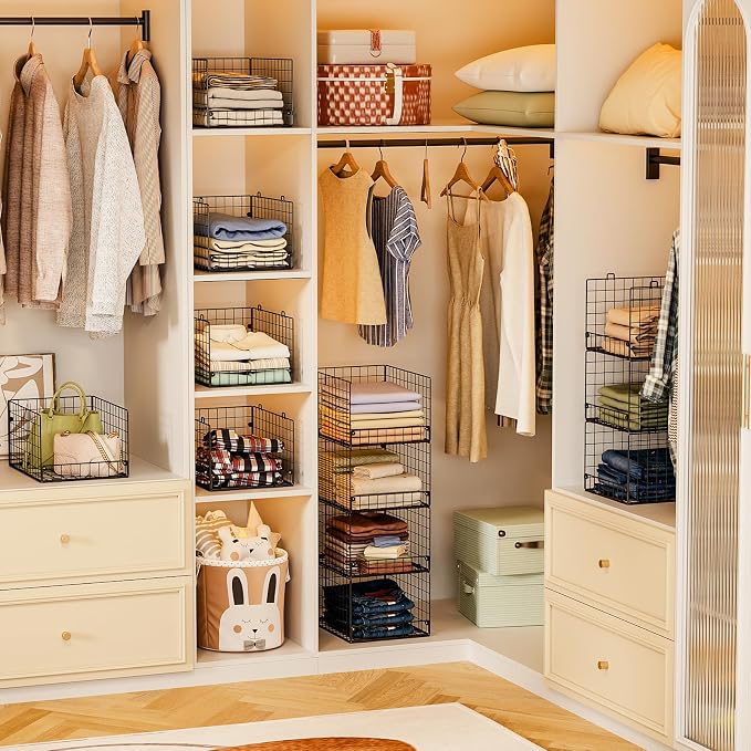4-Tier Stackable Closet Organizers and Storage Shelves, Foldable Closet Shelf - Image 8