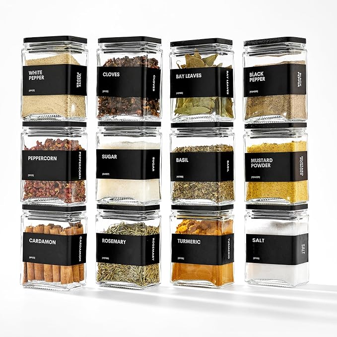 Glass Spice Jars with Bamboo Lid, 4oz Square Spice Containers - Image 6
