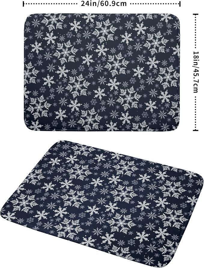 Christmas Dish Drying Mat for Kitchen Counter 24x18 Inch Xmas Snowflake Drying - Image 4