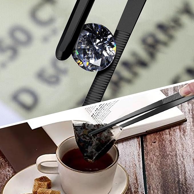 Yaomiao 4 Packs 8 Inch Bar Tweezers Black Cocktail Tongs Long Garnish Tweezers - Image 4