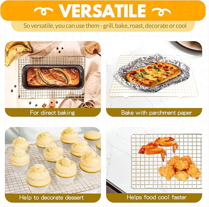2 PCS Cooling Racks for Cooking and Baking, 14.8x10 Inches Stainless Steel - Image 3