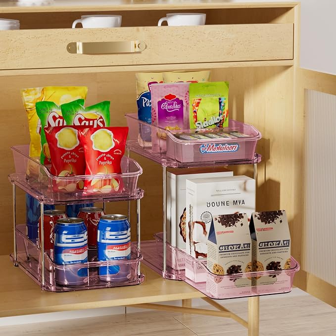 Delamu 2-Tier Under Sink Organizers and Storage, Pull Out Kitchen Pantry - Image 4