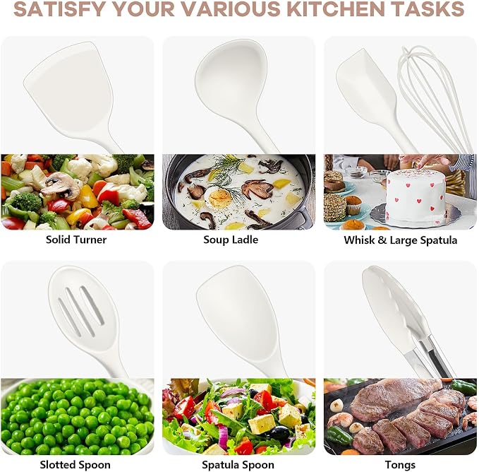 TeamFar Kitchen Cooking Utensils, 446°F Heat Resistant Kitchen Gadgets Tools - Image 6