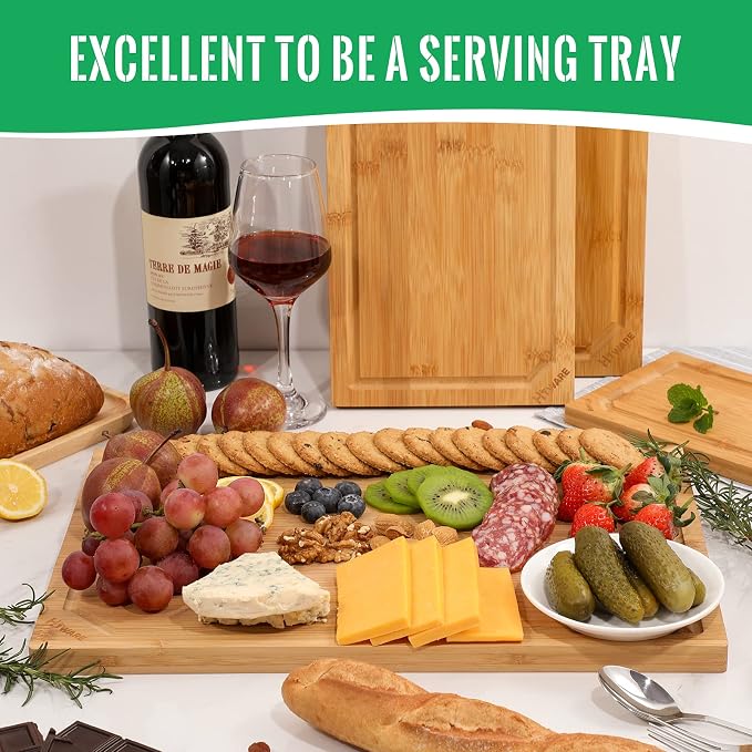 Hiware Bamboo Cutting Board for Kitchen, Heavy Duty Wood Cutting Board - Image 7