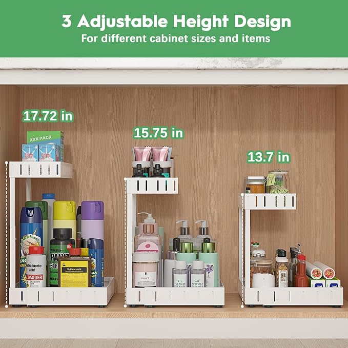 REALINN Under Sink Organizer, 2 Tier Expandable Under Cabinet Organizer - Image 2