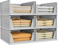Pinkpum Grey 6 Pack Closet Organizers Storage Bins, Stackable Plastic Drawer by Pinkpum