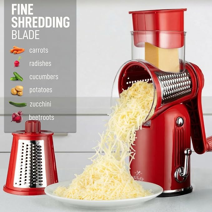 Zulay Kitchen Rotary Cheese Grater 5 Blade Cheese Shredder - Image 6