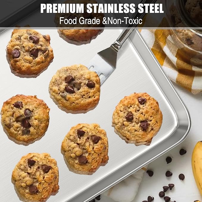 Baking Sheet Cookie Sheet Set of 2, Umite Chef Stainless Steel Baking Pans Tray - Image 7