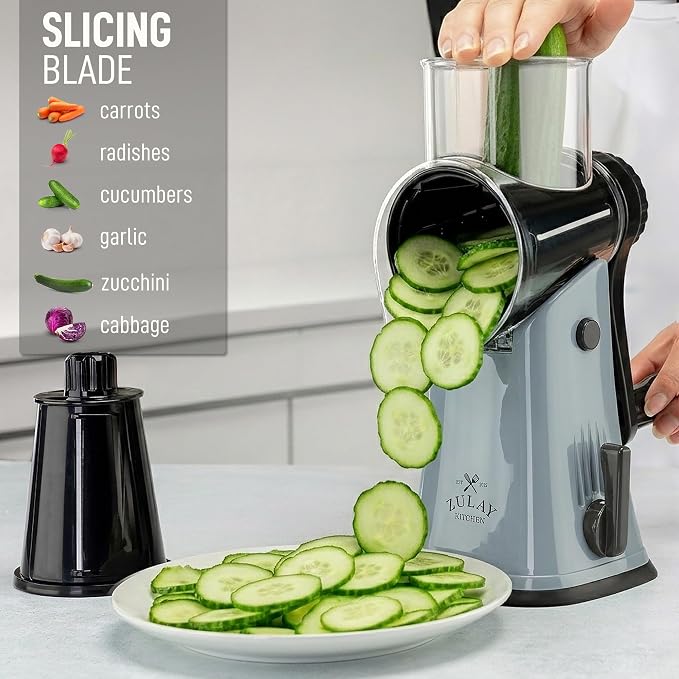 Zulay Kitchen Rotary Cheese Grater 5 Blade Cheese Shredder - Image 5