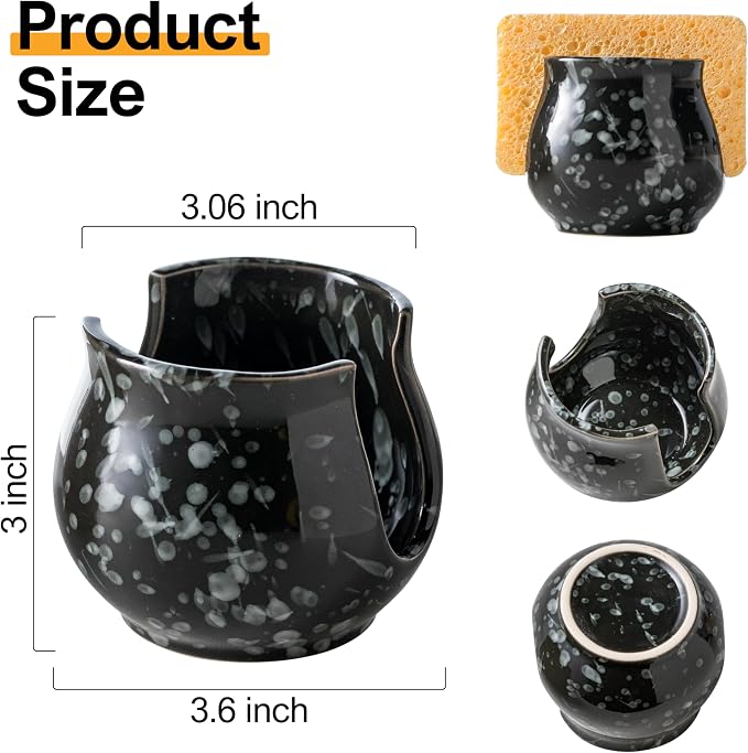 Zoeeker Kitchen Sponge Holder, Ceramic Dish Sponge Holder Kithen Sink Organizer - Image 4