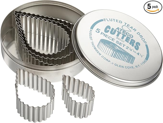 Ateco Fluted Edge Tear Drop Cutters in Graduated Sizes, Stainless Steel by Ateco