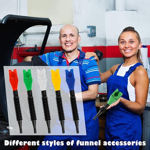 30 Pcs Automotive Funnel Set Wide Mouth Fuel Oil Funnel Plastic Long Neck - Image 4