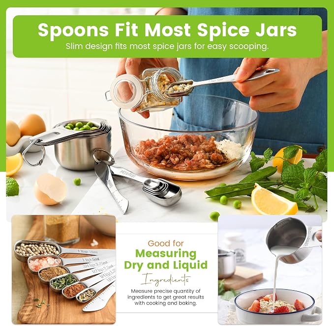 Spring Chef Stainless Steel Measuring Cups and Spoons Set of 14 - Image 6