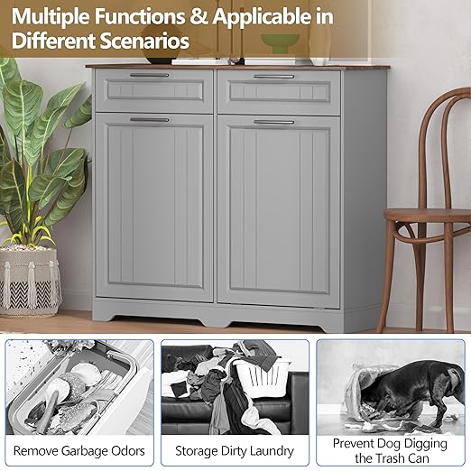 Double 10 Gallon Tilt Out Trash Can Cabinet - Image 5