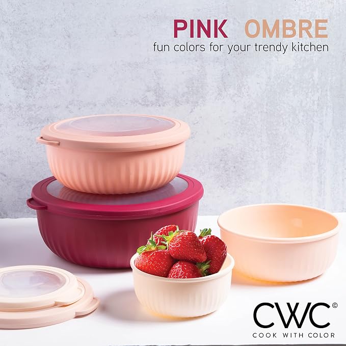 COOK WITH COLOR Prep Bowls with Lids- Wide and Deep Nesting Plastic Small - Image 3