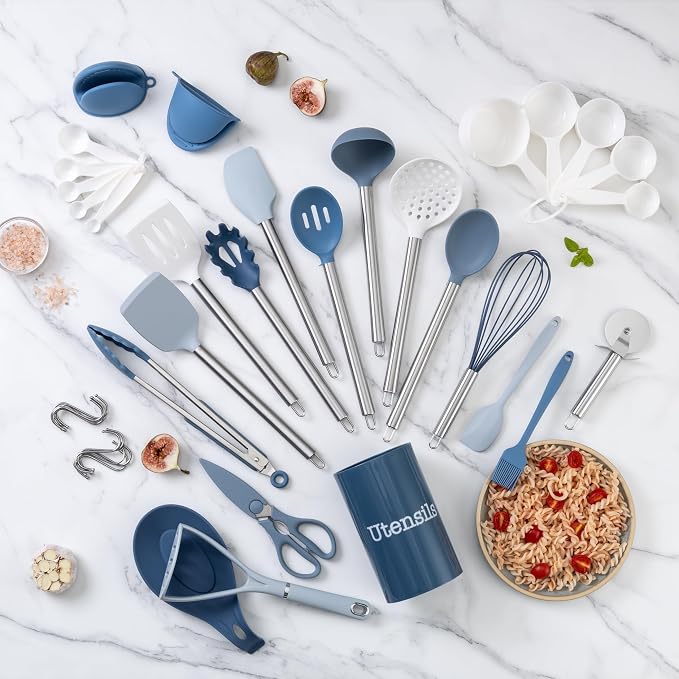 COOK WITH COLOR Silicone Cooking Utensils, Kitchen Utensil Set, Cooking Utensils - Image 6