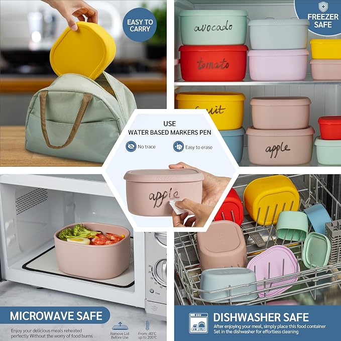 ISSEVE 12Pcs/Set Nesting Silicone Food Storage Containers - Image 6
