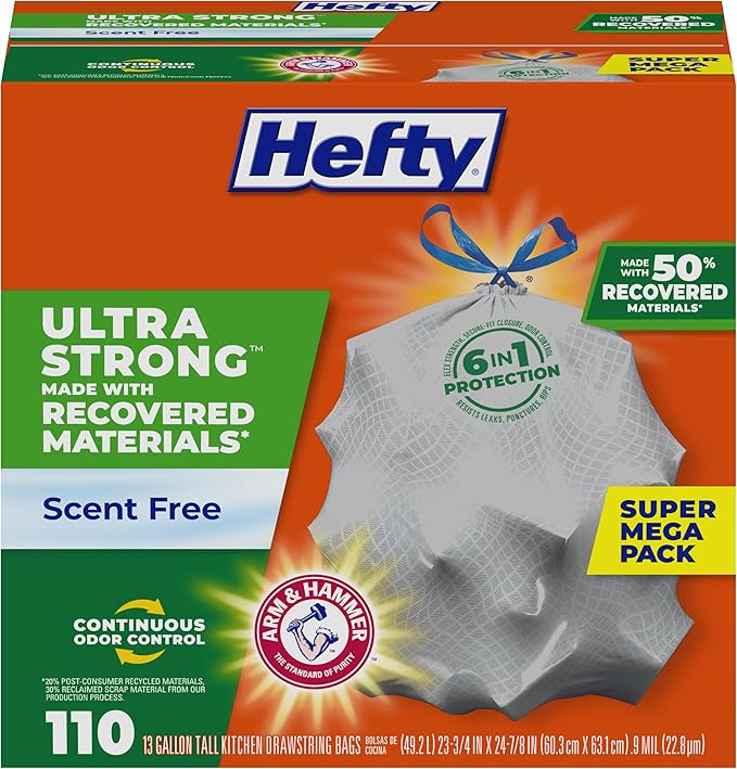 Hefty Ultra Strong Made with 50% Recovered Materials* Tall Kitchen Trash Bags by Hefty