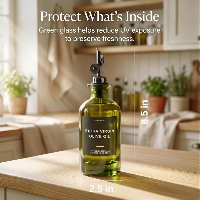 Verspace UV-Protected Green Glass Olive Oil Dispenser Bottles - Image 3