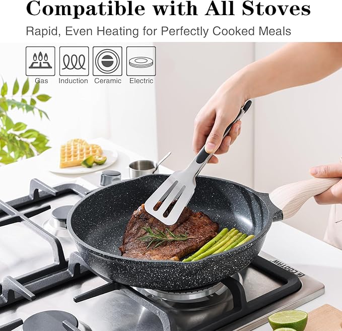 Kordisen Nonstick Frying Pan Skillet, 9.5 Inch Granite Egg Omelet Pan, Healthy - Image 5