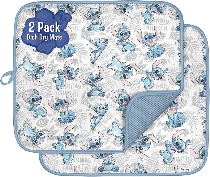Disney Dish Drying Mats for Kitchen Counter – 16" x 18" Absorbent Kitchen by BestBrands