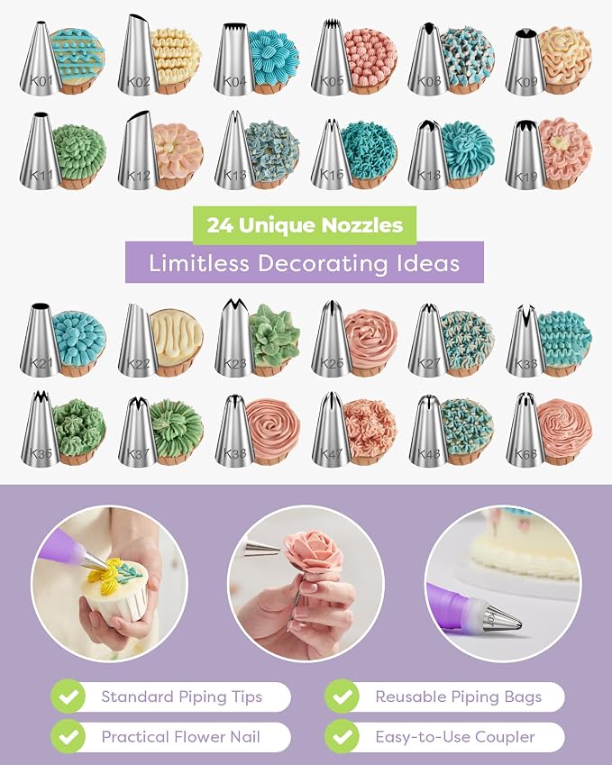 Kootek 32-Piece Piping Bags and Tips Set - Image 2