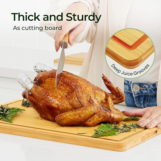 Keechee Kitchen Essentials Natural Bamboo Cutting Board XL - Image 7
