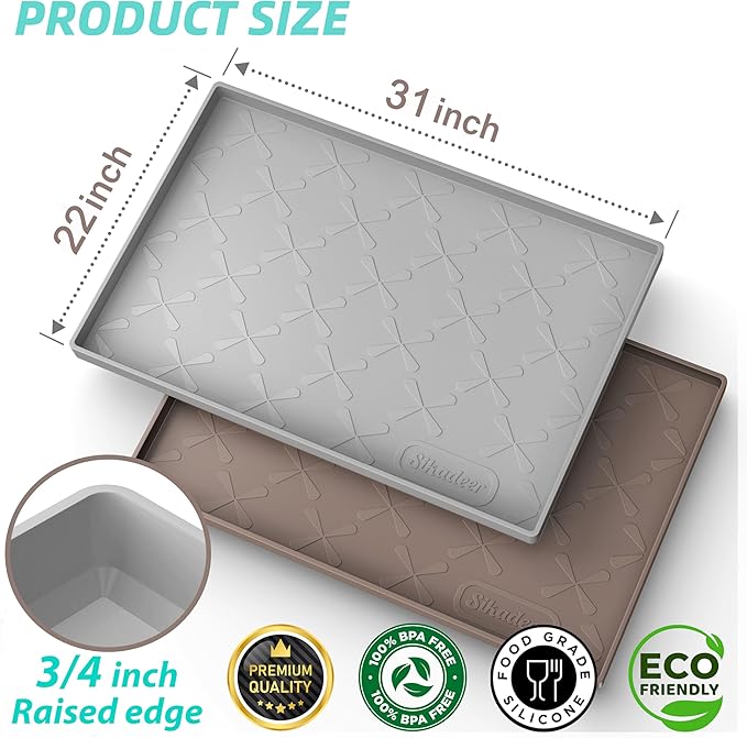 SIKADEER 31" x 22" Under Sink Mat Waterproof, Silicone Mat Kitchen Drawer Shelf - Image 3