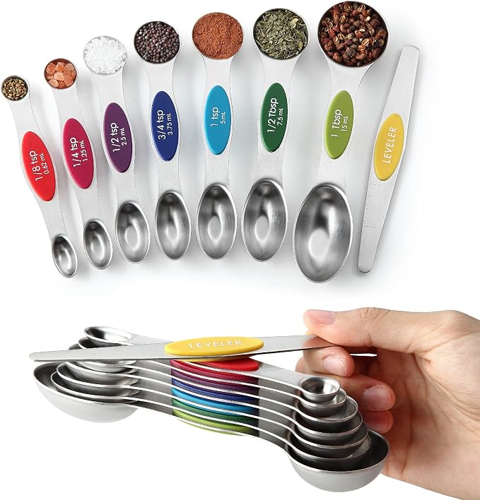 Spring Chef Multicolor Stainless Steel Magnetic Measuring Spoons Set of 8 by SpringChef