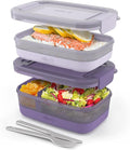 Ello 2-Pack Bento Box Lunch Stack Plastic Food Storage Container | Leak-Proof by Ello