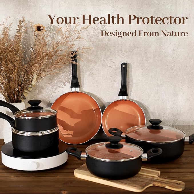 BECIGAR Ceramic Pots and Pans Set, Nonstick Pan Pots and Pans Set Non Stick - Image 4