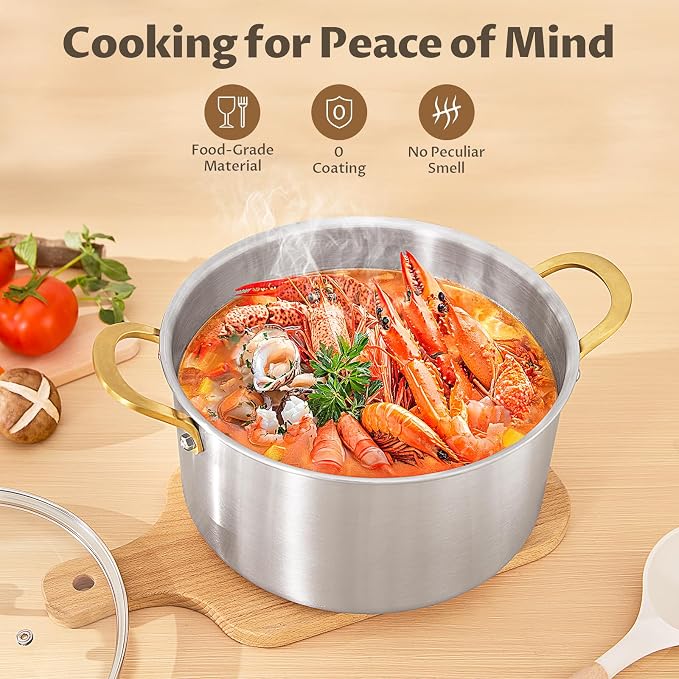 BEZIA 6 Quart 3-Ply Stainless Steel Stockpot, Soup Pot - Image 3