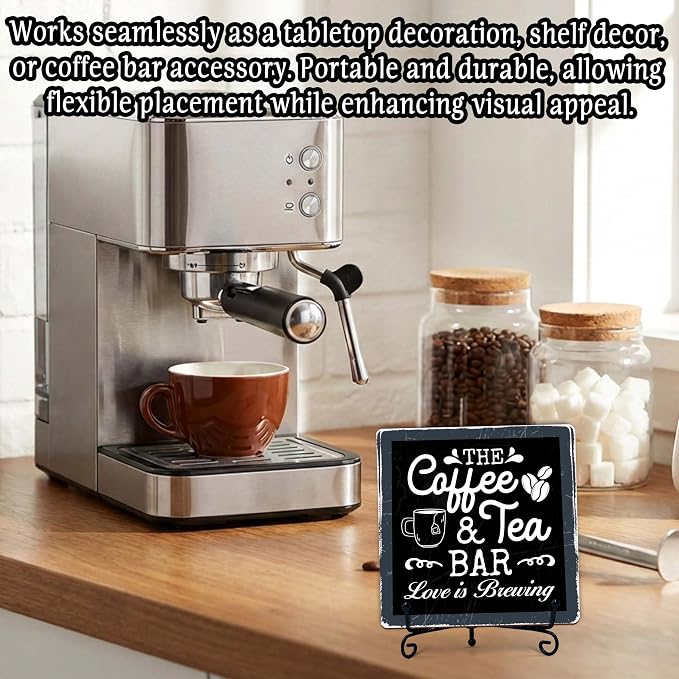 Coffee Bar Sign, Love is Brewing Farmhouse Tabletop Decor, Coffee and Tea Lover - Image 4