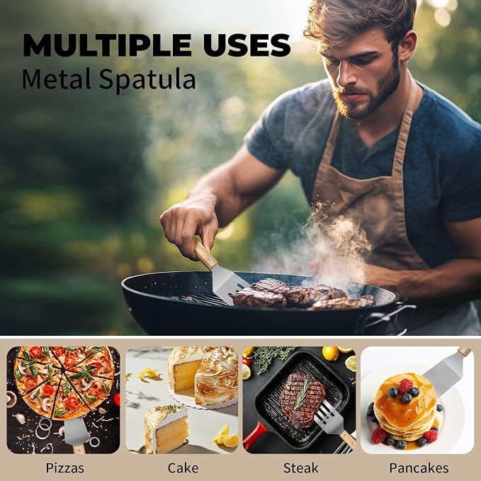 3 Pieces Stainless Steel Spatula Set, Metal Spatula - Image 4