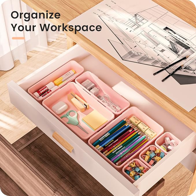 A-LuGei【【5 Size】 Tool Box Organizer Tray Divider Set, 【Pink】 Desk - Image 2