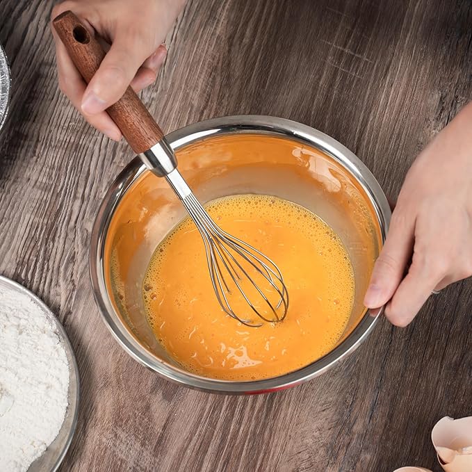 Stainless Steel Wire Whisk for Cooking- Wooden Handle Kitchen Multi Function - Image 5