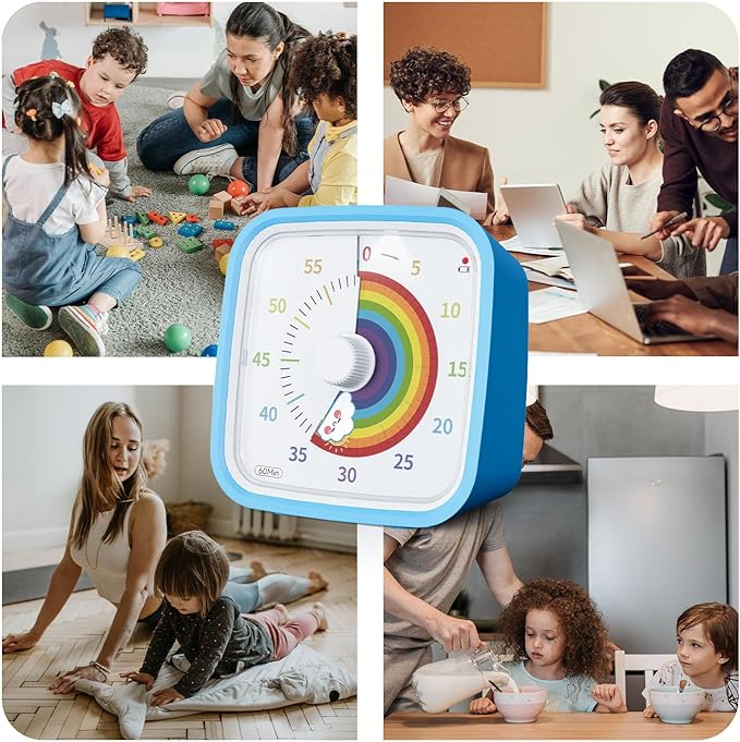 Yunbaoit Visual Timer with Protective Case, Rainbow Disk 60 Minute Countdown - Image 7