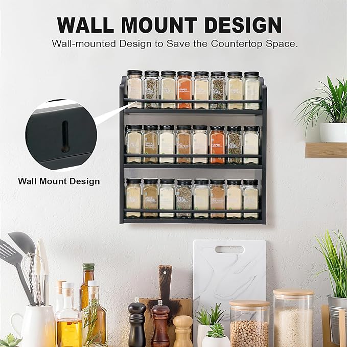 3 Tier Bamboo Spice Rack, Spice Rack Organizer, Seasoning Jars Rack Shelf Spice - Image 5